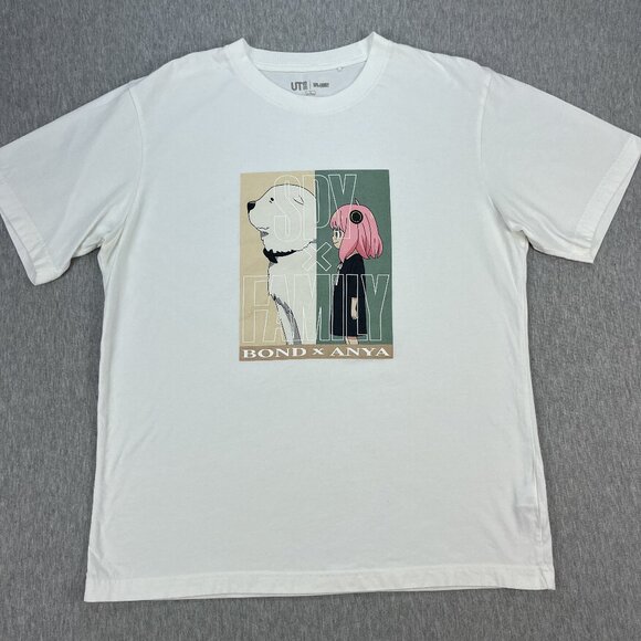 SPYxFAMILY Uniqlo UT T-Shirt Mens L White Bond X Anya Graphic Short Sleeve - Picture 1 of 8